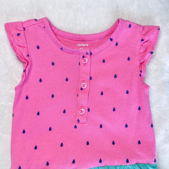 Carter's Baby Girls Bodysuit | Skirted | 12 Months | Watermelon | Pink | Cute - Picture 3 of 9